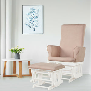 Baby Nursery Relax Rocker Rocking Chair Glider and Ottoman Cushion Set-Pink