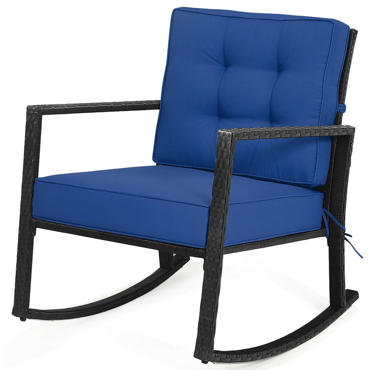 Patio Rattan Rocker Outdoor Glider Rocking Chair Cushion Lawn-Orange