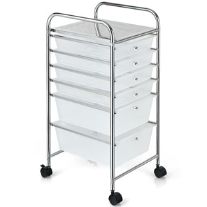 6 Drawers Rolling Storage Cart Organizer-Transparent Multicolor