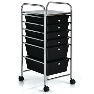 6 Drawers Rolling Storage Cart Organizer-Transparent Multicolor