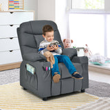 Kids Recliner Chair with Cup Holder and Footrest for Children-Blue