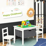 2-in-1 Kids Activity Table and 2 Chairs Set with Storage Building Block Table-Espresso