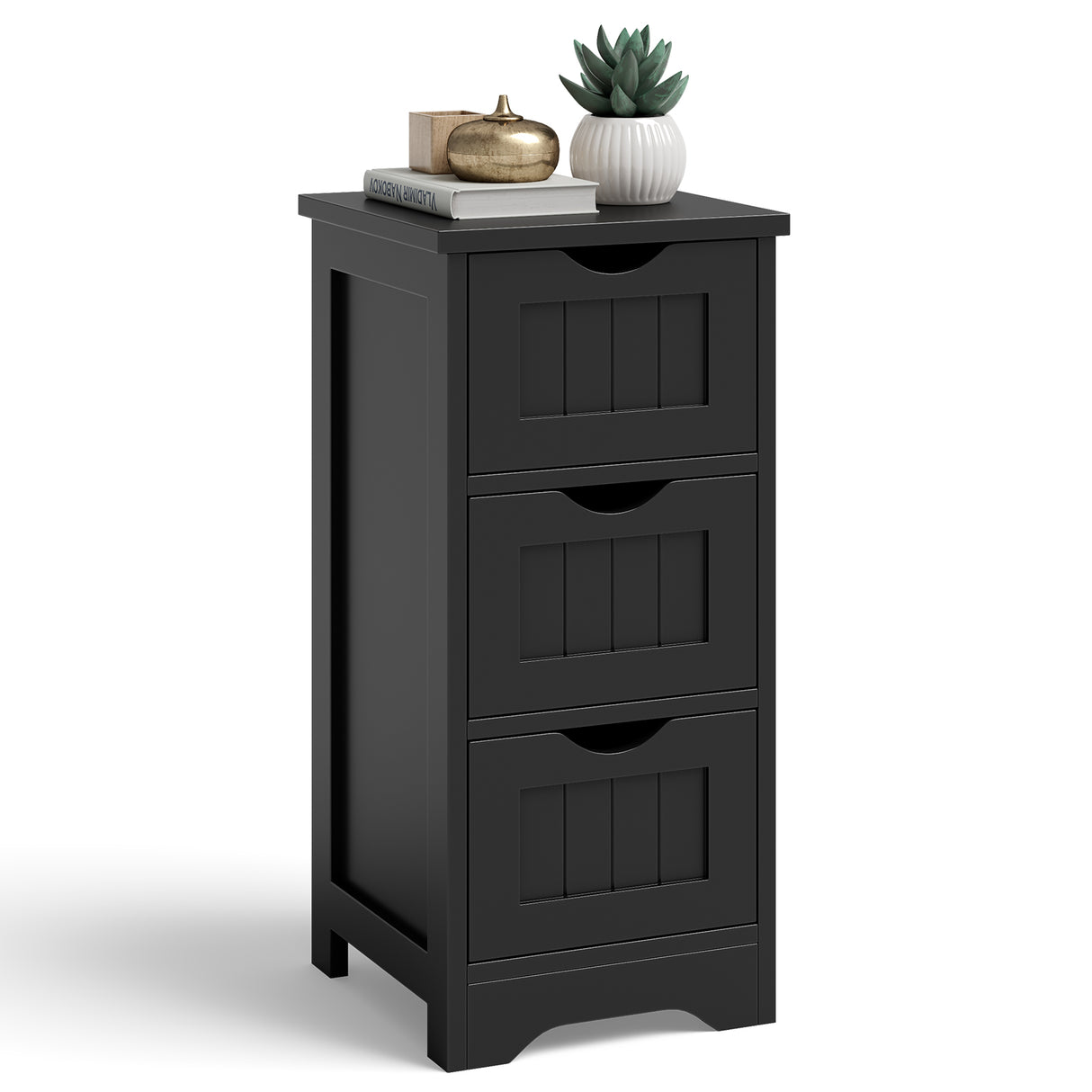 Bathroom Wooden Free Standing Storage Side Floor Cabinet Organizer-3-Tier.