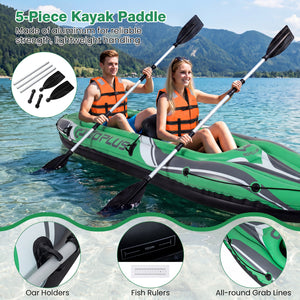 11.5 Feet Inflatable Kayak 2 Person Heavy Duty with Aluminum Paddles-Green