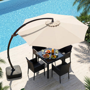 11 FT Cantilever Patio Umbrella with Base with 360Â° Rotation and Tilt Adjustment-Beige