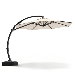 11 FT Cantilever Patio Umbrella with Base with 360Â° Rotation and Tilt Adjustment-Beige