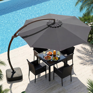 11 FT Cantilever Patio Umbrella with Base with 360Â° Rotation and Tilt Adjustment-Gray