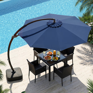 11 FT Cantilever Patio Umbrella with Base with 360Â° Rotation and Tilt Adjustment-Navy