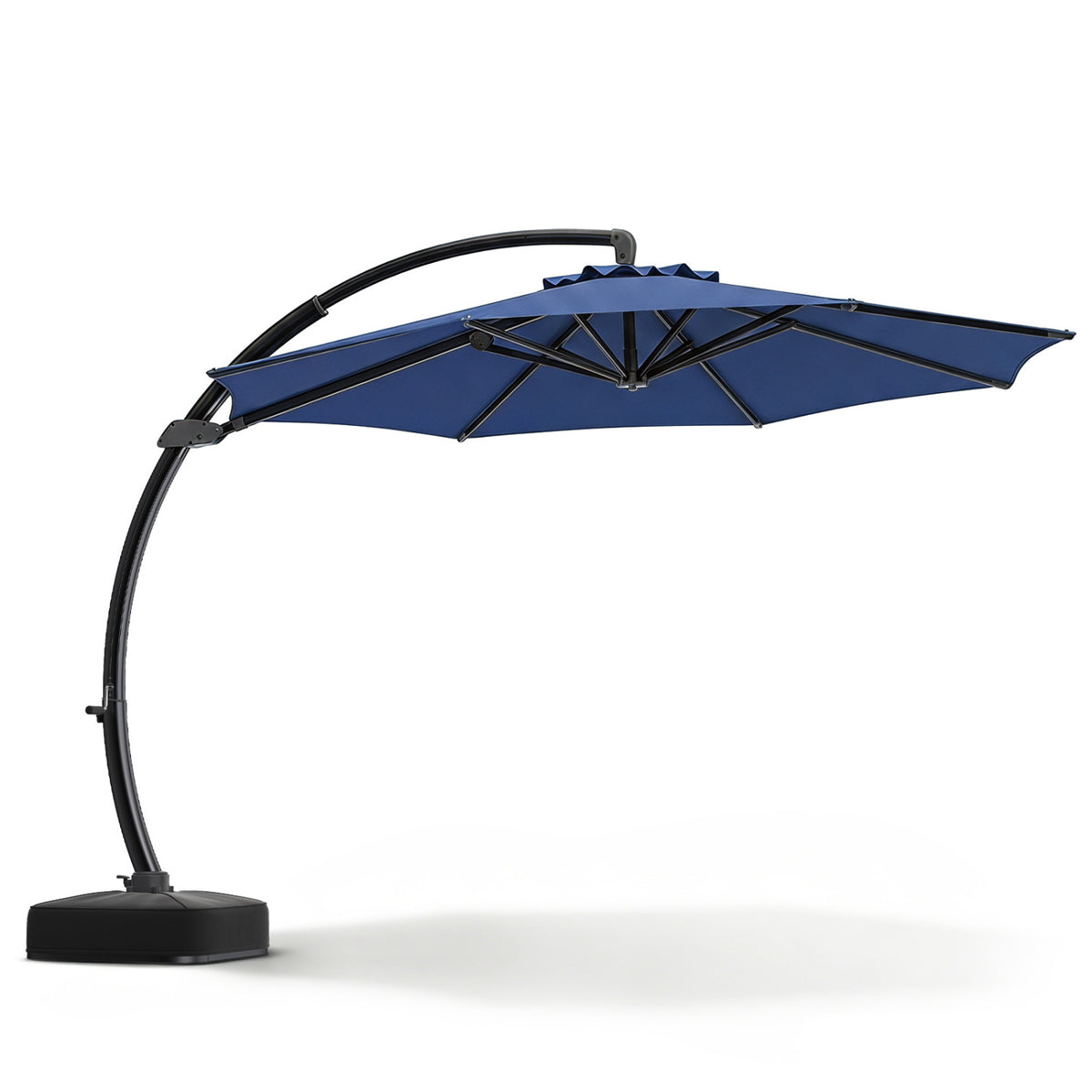 11 FT Cantilever Patio Umbrella with Base with 360Â° Rotation and Tilt Adjustment-Navy