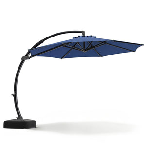 11 FT Cantilever Patio Umbrella with Base with 360Â° Rotation and Tilt Adjustment-Navy