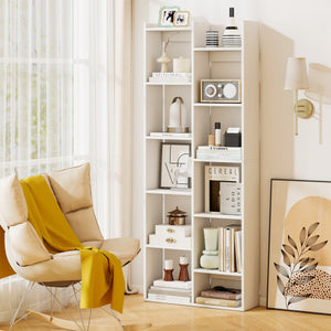 11-Tier Modern Book Organizer Bookcase with Anti-Tipping Kits-White