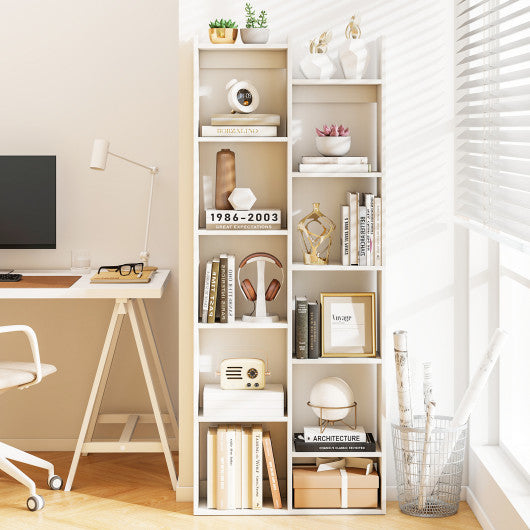 11-Tier Modern Book Organizer Bookcase with Anti-Tipping Kits-White