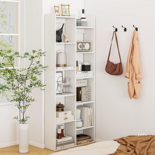 11-Tier Modern Book Organizer Bookcase with Anti-Tipping Kits-White