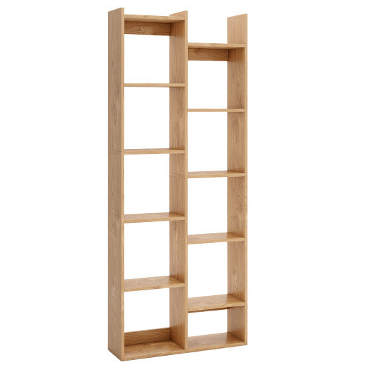 11-Tier Modern Book Organizer Bookcase with Anti-Tipping Kits-Natural