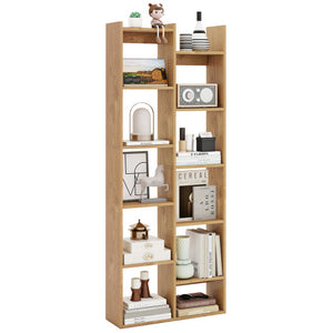 11-Tier Modern Book Organizer Bookcase with Anti-Tipping Kits-Natural