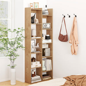 11-Tier Modern Book Organizer Bookcase with Anti-Tipping Kits-Natural