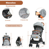 Lightweight Aluminium Frame Baby Stroller with Net-Beige