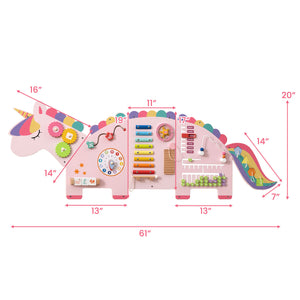 11-in-1 Dinosaur Activity Wall Busy Board Panels for Toddlers Education and Early Development-Pink