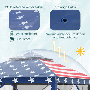 11 x 11 Feet 2-Tier Pop-Up Gazebo Tent Portable Canopy Shelter Carry Bag Mesh-Blue