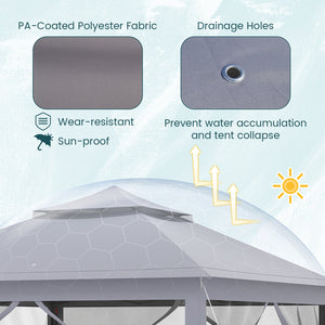 11 x 11 Feet 2-Tier Pop-Up Gazebo Tent Portable Canopy Shelter Carry Bag Mesh-Gray
