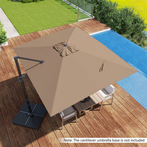 11 x 9 FT Cantilever Patio Umbrella with 360Â° Rotation and Easy Tilt Adjustment-Brown