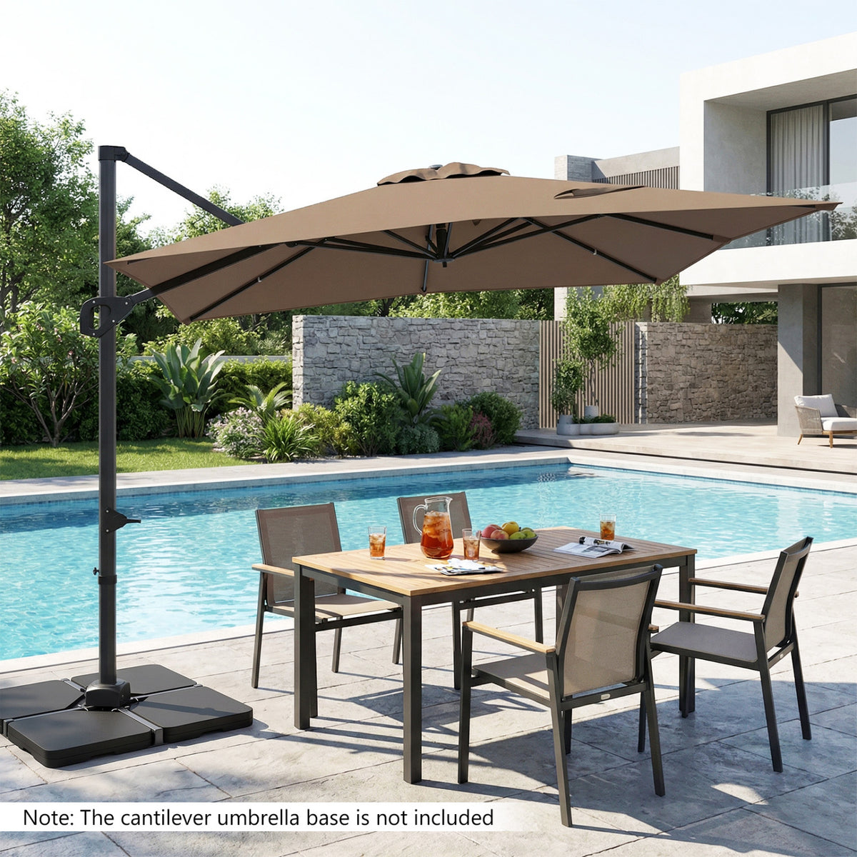 11 x 9 FT Cantilever Patio Umbrella with 360Â° Rotation and Easy Tilt Adjustment-Brown