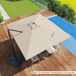 11 x 9 FT Cantilever Patio Umbrella with 360Â° Rotation and Easy Tilt Adjustment-Beige