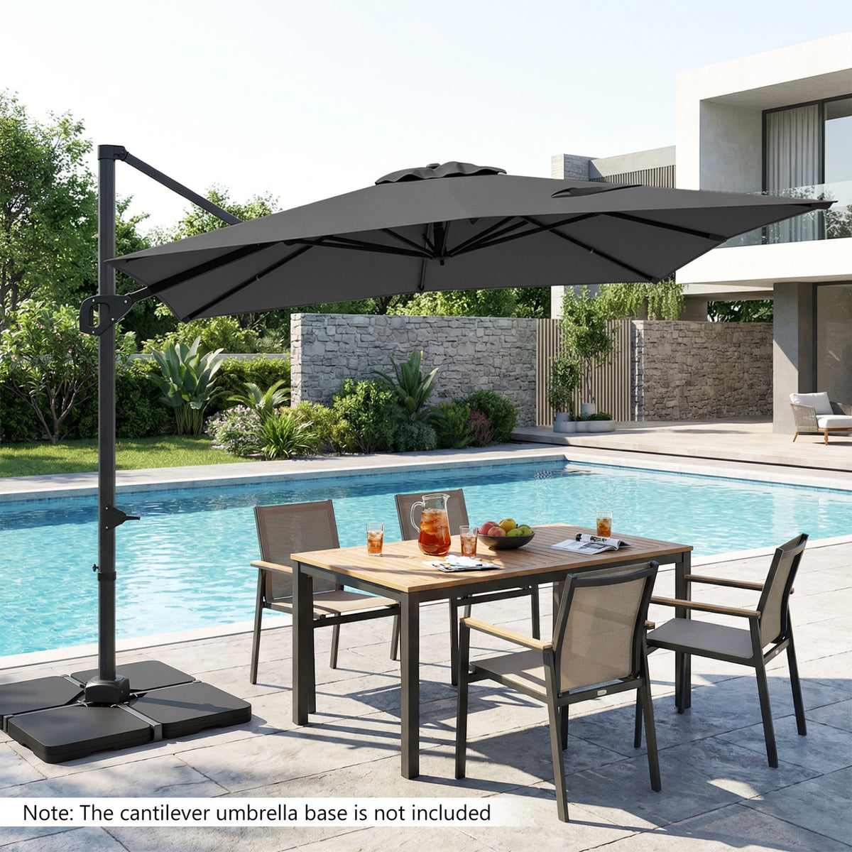 11 x 9 FT Cantilever Patio Umbrella with 360Â° Rotation and Easy Tilt Adjustment-Gray