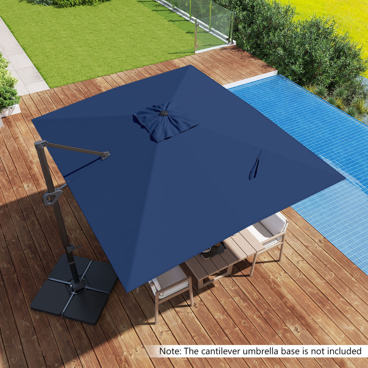 11 x 9 FT Cantilever Patio Umbrella with 360Â° Rotation and Easy Tilt Adjustment-Navy