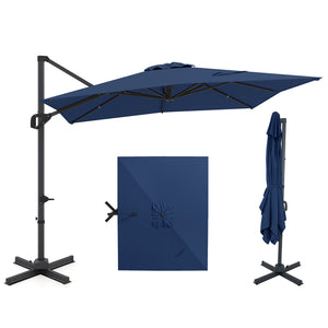 11 x 9 FT Cantilever Patio Umbrella with 360Â° Rotation and Easy Tilt Adjustment-Navy