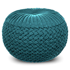 Grafton - Handcrafted Velvet Round Pouf by Couch.com
