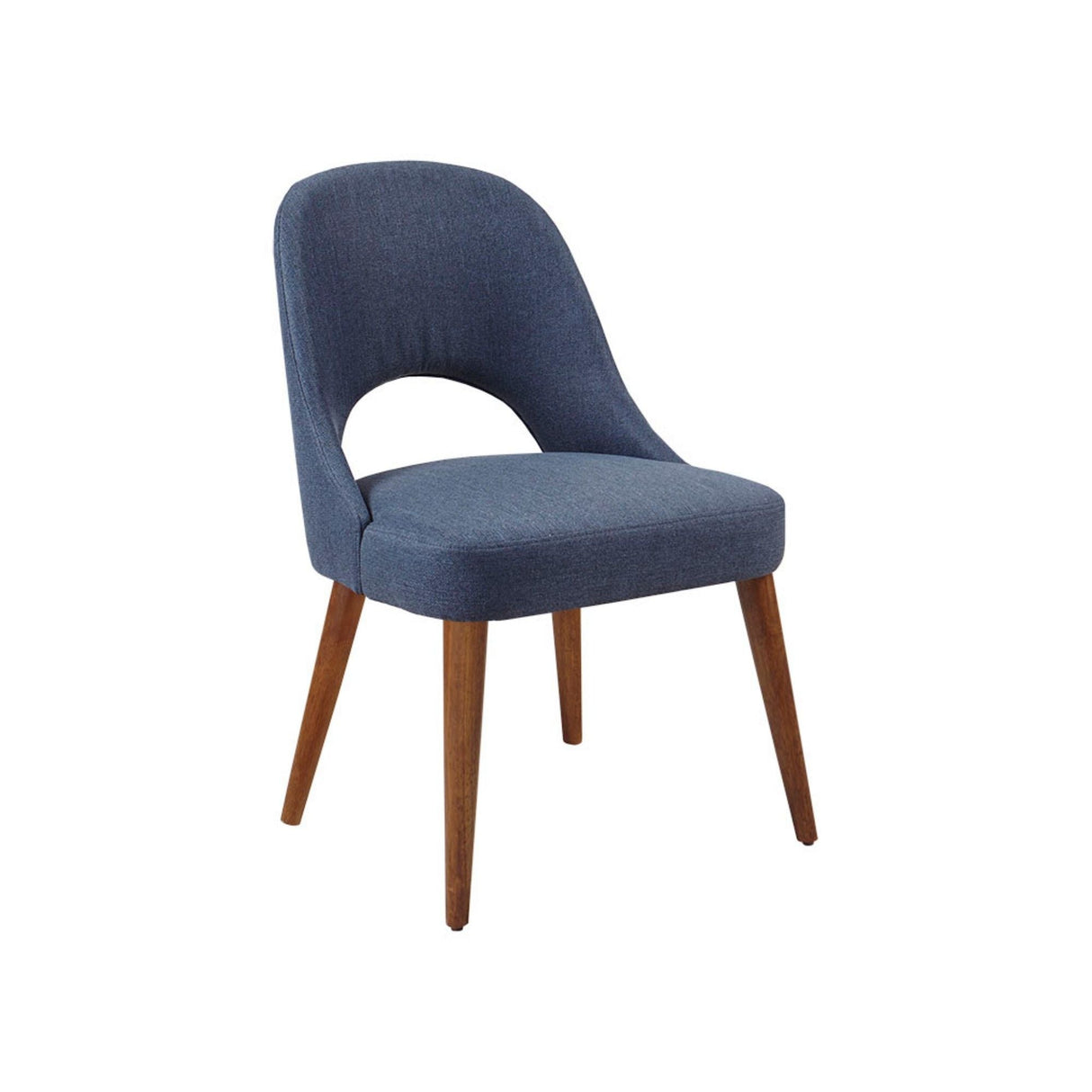 Dining Side Chair Upholstered Textured Fabric With Pecan Solid Wood Legs (Set of 2) - Navy by Couch.com