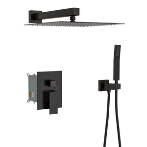Dual Shower Head System With 12" Wall Mounted Square Rain Shower And Rough In Valve