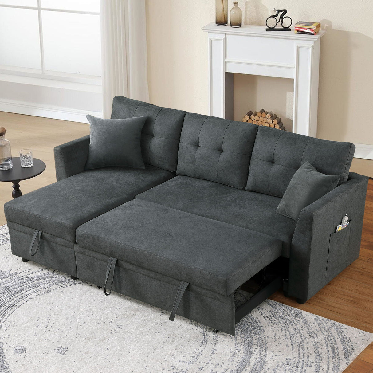 Sectional Sofa Bed L Shaped Sofa Couch Bed With USB Port, Reversible Chaise With Storage by Couch.com