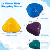 11 Pieces Kids Stepping Stones Stackable Balance Blocks Indoor Outdoor-Multicolor