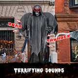 12.1 Ft Skeleton Ghost with Flickering Red Eyes and Scary Sounds
