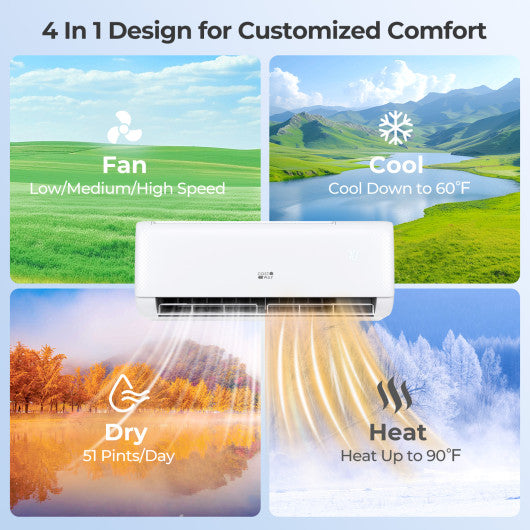 Airtural Series 12000 BTU 22 SEER2 WiFi Enabled Mini Split AC 115V Compatible with Alexa