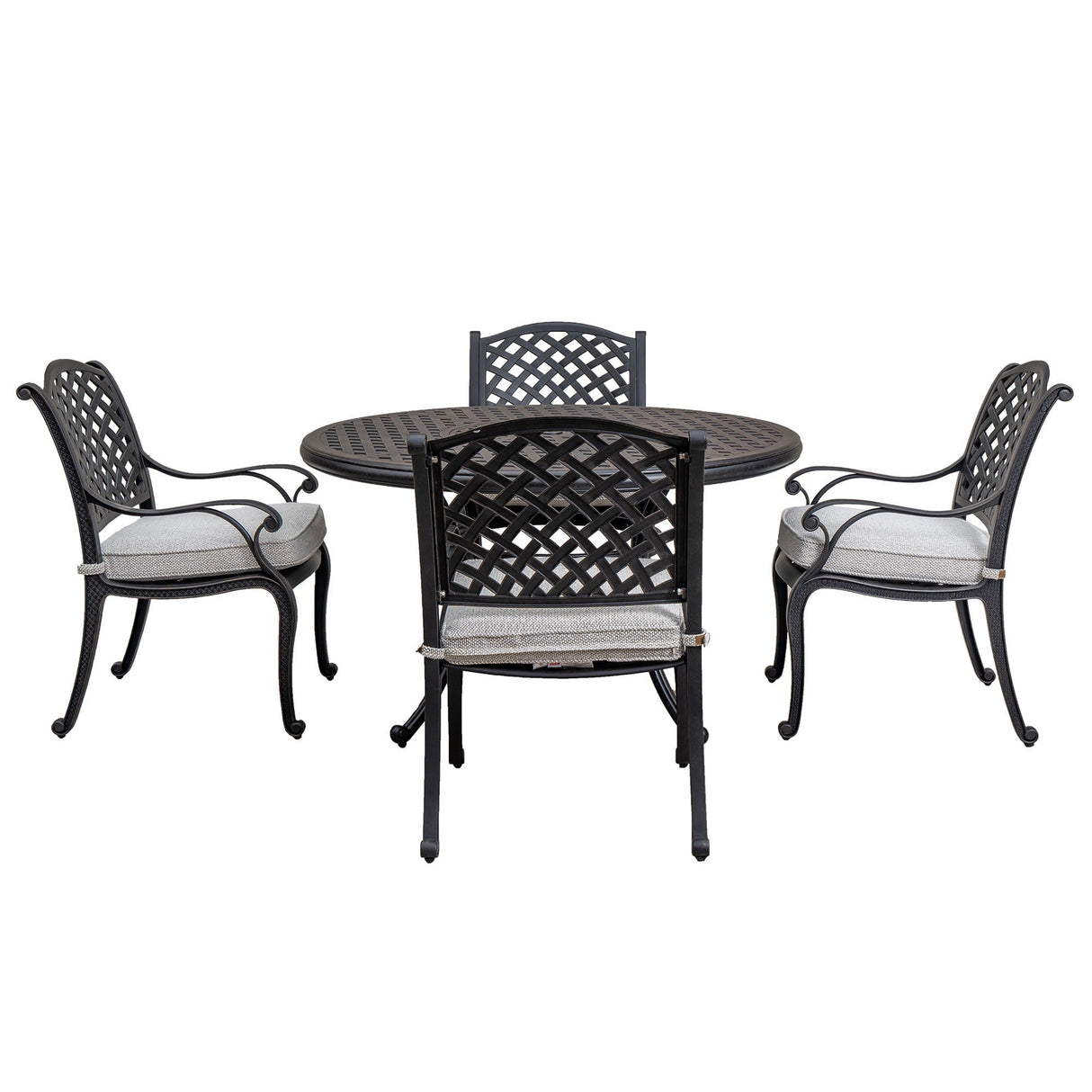Stylish Outdoor 5 Piece Aluminum Dining Set With Cushion (4 Arm Chairs And Table) - Sandstorm by Couch.com