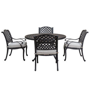 Stylish Outdoor 5 Piece Aluminum Dining Set With Cushion (4 Arm Chairs And Table) - Sandstorm by Couch.com