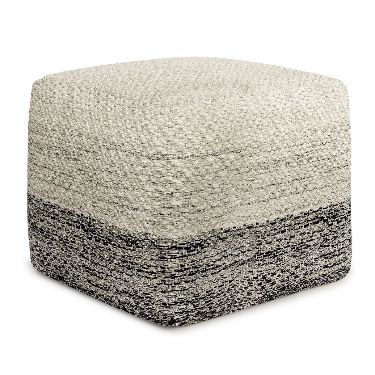 Macie - Square Woven Outdoor / Indoor Pouf - Gray / White by Couch.com