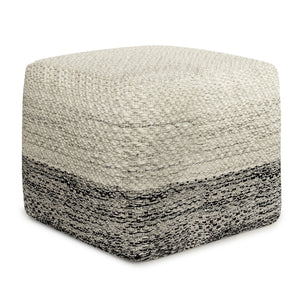 Macie - Square Woven Outdoor / Indoor Pouf - Gray / White by Couch.com