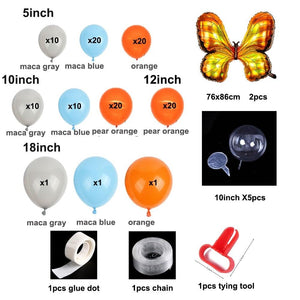 123Pcs Orange Gray Blue Butterflly Foil Helium Balloons Arch Garland Birthday Decorations For Baby Shower Gender Reveal Party Decorations Hallowen Decoration Butterfly Ballons