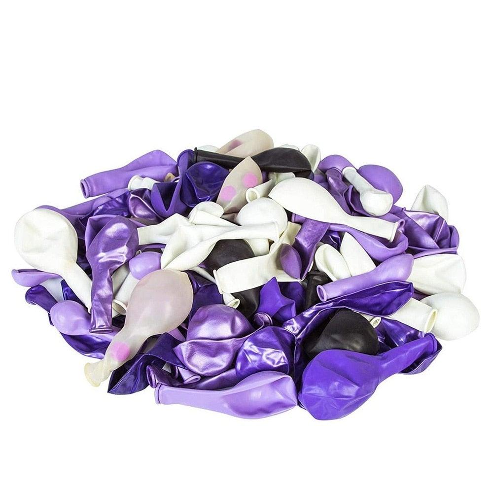 124 Pcs Garland Arch Kit White Purple Latex Metallic Balloons With Paper Butterfly For Women Birthday Baby Shower Wedding Party Decorations