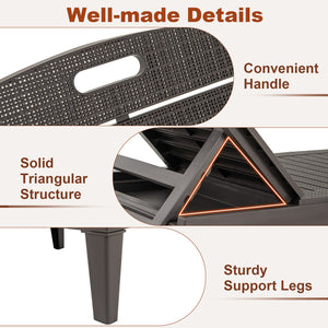 Outdoor PP Chaise Lounge Chairs Set of 2 with 4-Position Adjustable Backrests-Coffee