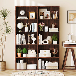 5-Shelf Storage Bookcase Modern Multi-Functional Display Cabinet Furniture-Walnut