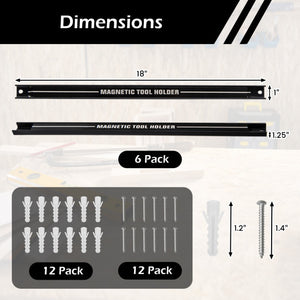 18 Inch Magnetic Tool Holder Strip with Mounting Screws-Black