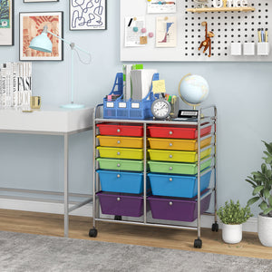 12 Drawers Rolling Cart Storage Scrapbook Paper Organizer Bins-Transparent Multicolor