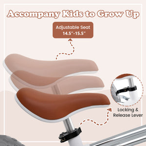 12 Inch Balance Bike with Adjustable Seat and Rotatable Handlebar-White