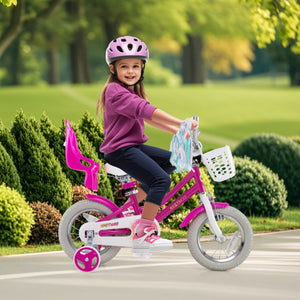 Kids Bike 12 Inch with Training Wheels and 2 Brake System for 3-4 Years Old