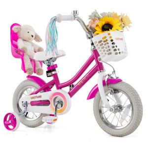 Kids Bike 12 Inch with Training Wheels and 2 Brake System for 3-4 Years Old